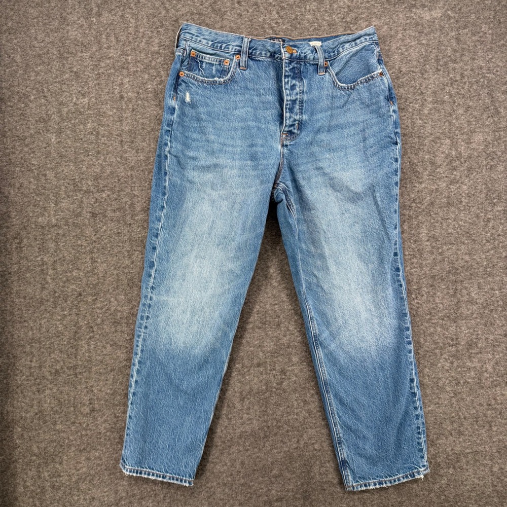 J.Crew High-Rise Straight Premium Edition Jeans Size 31 Button Fly Distressed